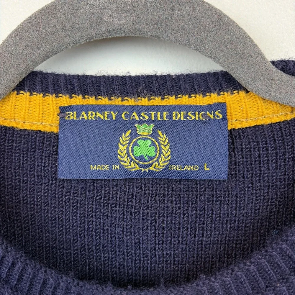 Blarney Castle Designs‎ Sweater Mens Large Blue Ireland Shamrock Knit Pullover